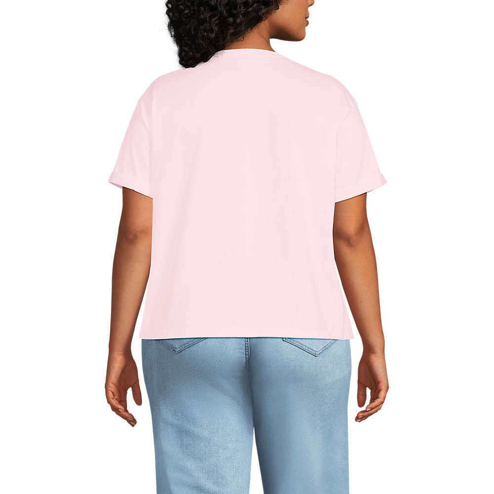 LAND'S END Women's Oversized Supima Short Sleeve Crew Neck T-Shirt Size 3X Pink - Picture 3 of 11